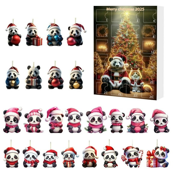 DAMAI Christmas Advent Calendar 2025, 24 Days 2D Panda Christmas Countdown Calendar,Acrylic Hanging Advent 2025 for Tree decor,Christmas Advent Calendar 2025