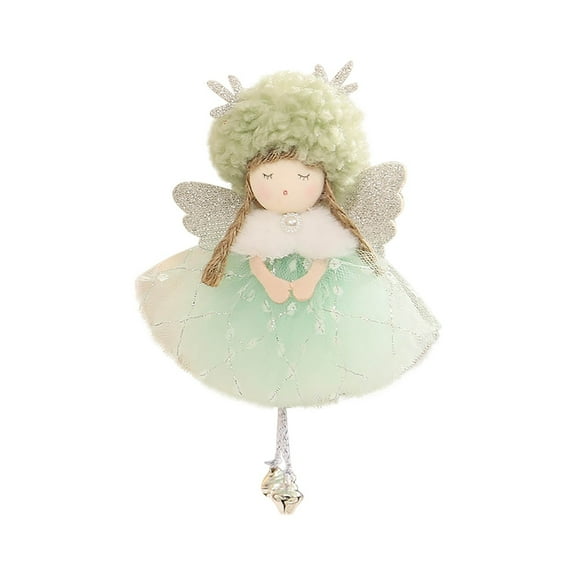 DAMAI Christmas Angel Doll Ornaments,6inch Elegant Christmas Tree Plush Ornaments,Hanging Angel Pendant with Glittering Antlers,Wings & Puffy Tulle Skirts for Holiday Party Decoration(Spirit)
