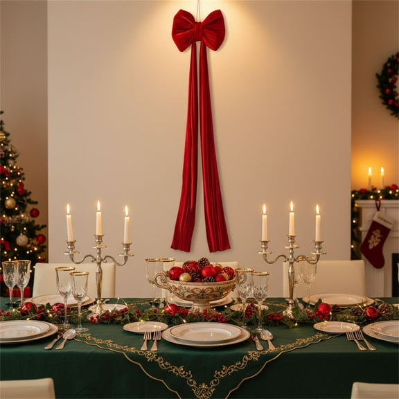 DAMAI Christmas Decorations 86 inch Extra Large Christmas Tree Topper Bow Giant Xmas Red Velvet Bow for Tree, Garland, or Festive Table Centerpiece with Hanging Cord for Easy Installation