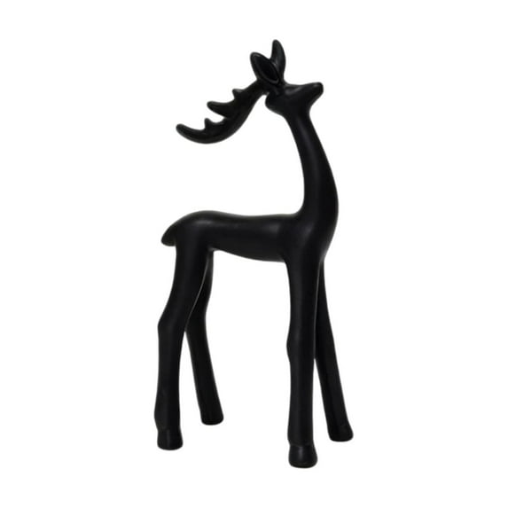 DAMAI Christmas Decorations Reindeer Statues Imitation Metal Deer Sculpture, Black Finish European-Style Modern Decorative, Christmas Tabletop Ornaments for Mantel Fireplace Living Room Decor