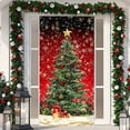 thumbnail image 1 of DAMAI Christmas Front Door Cover Elastic, 35 x 70 in Christmas Door Cover Cloth, Xmas Background Banner Xmas Door Hanging Covers Props for Winter Party Decorations Supplies (Red-Christmas Tree), 1 of 5