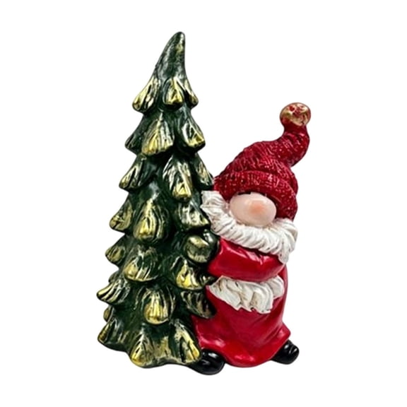 DAMAI Christmas Gnome Figurine, Resin Santa‑Gnome Statue With ChristmasTree,Tabletop Ornament For Mantel Shelf Farmhouse X‑Mas Party Indoor Home Decoration