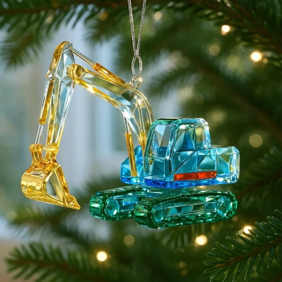 DAMAI Christmas Personalized Excavator Ornament 2025, Christmas Train Ornaments, Construction Vehicles Tree Decoration, Railroader Ornament Gift for Construction Lovers, Holiday Keepsake