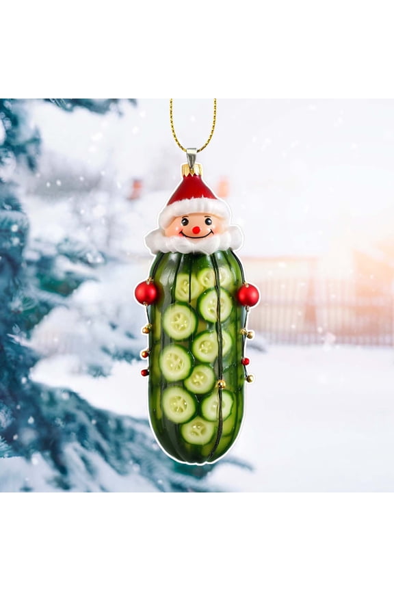 Christmas Pickle Theme Hanging, Christmas Mini Cucumber Pendant, 2D Acrylic Multi Functional Decorative Pickle Keychain, Christmas Tree Ornament for Home Party Decor Gifts