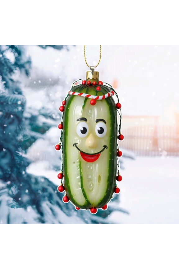 Christmas Pickle Theme Hanging, Christmas Mini Cucumber Pendant, 2D Acrylic Multi Functional Decorative Pickle Keychain, Christmas Tree Ornament for Home Party Decor Gifts