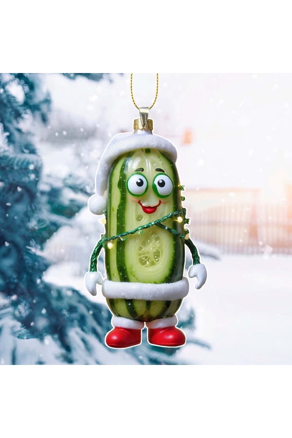 Christmas Pickle Theme Hanging, Christmas Mini Cucumber Pendant, 2D Acrylic Multi Functional Decorative Pickle Keychain, Christmas Tree Ornament for Home Party Decor Gifts