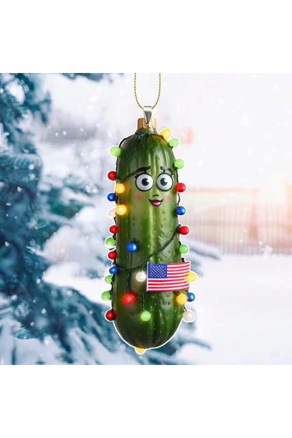 Christmas Pickle Theme Hanging, Christmas Mini Cucumber Pendant, 2D Acrylic Multi Functional Decorative Pickle Keychain, Christmas Tree Ornament for Home Party Decor Gifts