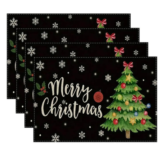 DAMAI Christmas Placemats Table Placemats Set of 4, 12x18 in Seasonal Table Mats Decoration, Winter Xmas Holiday Placemats Decoration for Home Dining Room Gifts