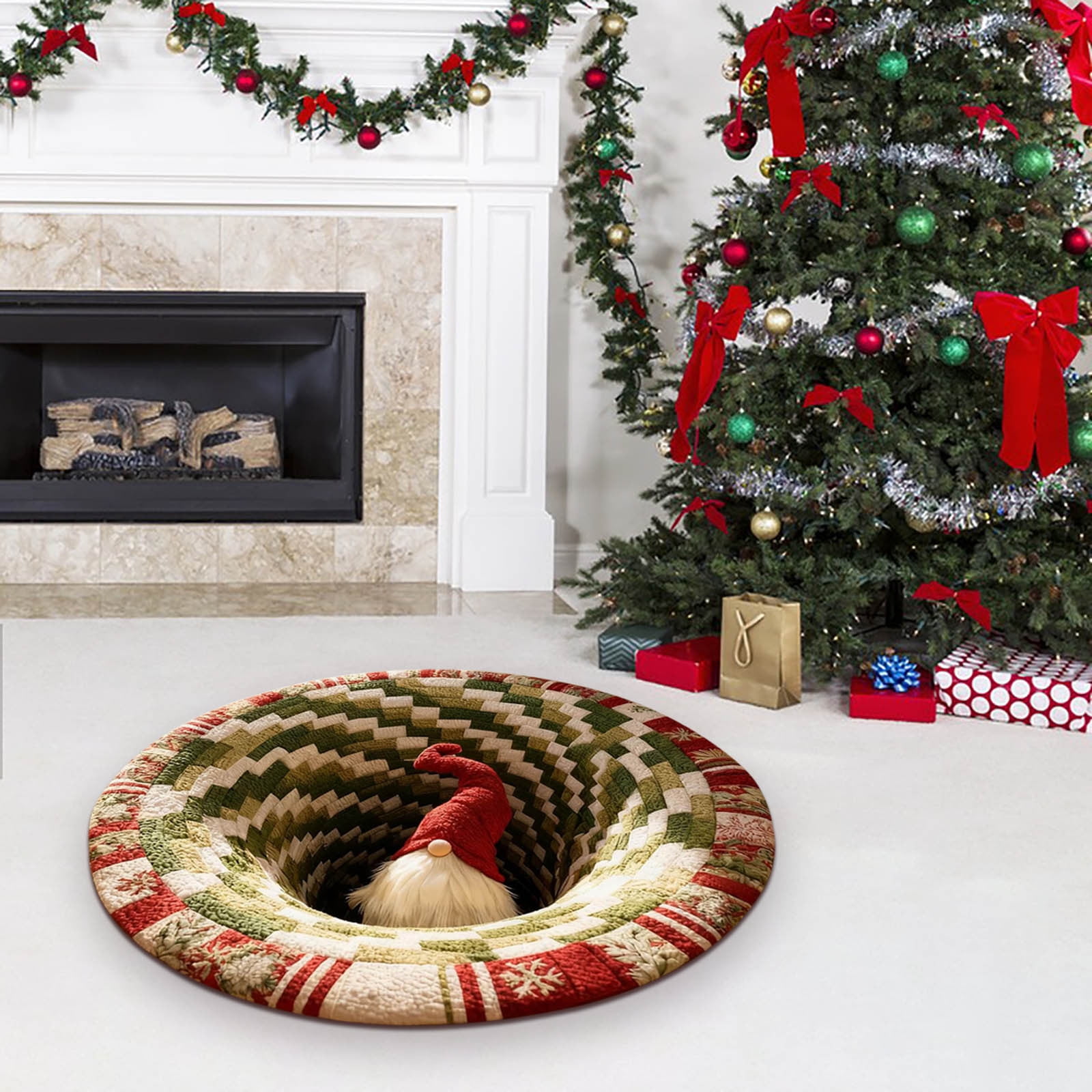 DAMAI Christmas Santa 3D Rug β Christmas Optical Illusion Rugs, Santa ...