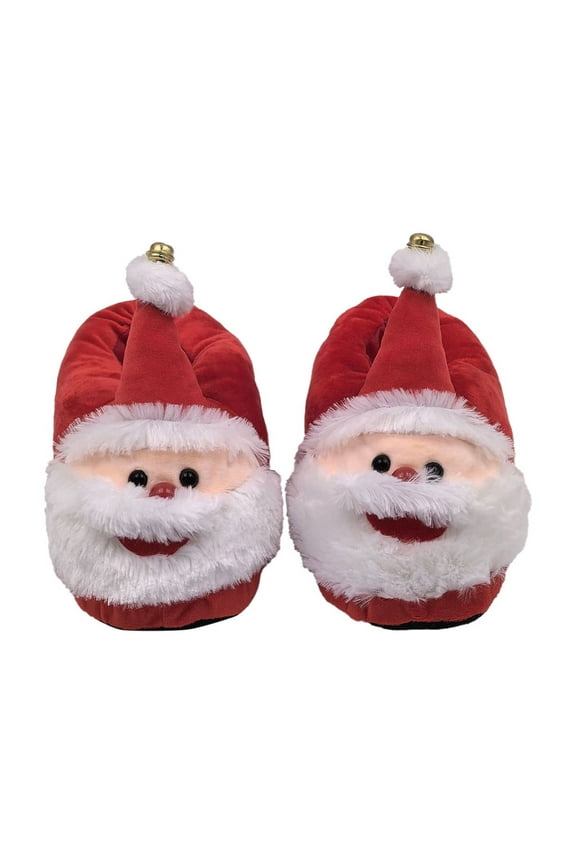 Christmas Santa Slippers Memory Foam Slippers, Warm House Slippers, Cozy Fuzzy Bedroom Home Shoes for Indoor, Funny Slippers for Men, Women & Kids, Gag Gift,11 in