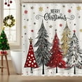 thumbnail image 1 of DAMAI Christmas Shower Curtain Red Black Polka Dot Painting Christmas Tree Bathroom Shower Curtain, Winter Forest Snowflakes Linen Fabric Cloth Shower Curtains with 12 Hooks 70 X 35 Inches, 1 of 6