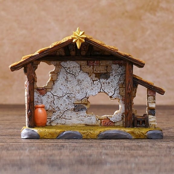 DAMAI Christmas Stable House Manger Scene Statue, Christmas Sculpture Shed Statue Gift for Home Decor, Resin Sculpture Ornament, Religious Gift for Religious, Desktop Decor