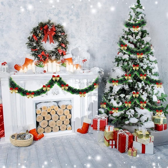 DAMAI Christmas Tree Pendant Pull Flower Ribbon, 78.7in Pull Flower Ribbon Hanging Ornaments, Twist Garlands Christmas Decorations for Tree Front Door Wall Stair Railings Home Party Supplies