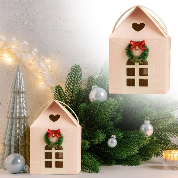 DAMAI Christmas Wonderland Cottage Gift Box, 3D Enchanted Christmas Cottage Gift Box, Paper Treat Boxes for Holiday Party Favors, Cookie Candy Packaging, Festive Goodie Bags Decorations