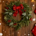 thumbnail image 1 of DAMAI Christmas Wreath for Front Door, Realistic Norfolk Pine Wreath with Velvet Bow Christmas Faux Wreaths with Red Berries for Front Door Mantel Window Wall Holiday Winter Home Decoration, 1 of 9