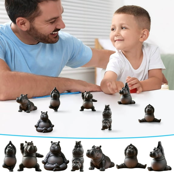 DAMAI Clumsy Yoga Master Hippo,Funny Hippo Statue, 2inch Adorably Handcrafted 3D Resin Hippo Statue, Unique Meditation Sculpture for Home & Office