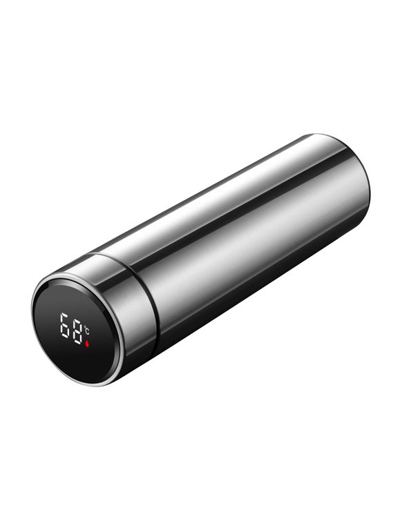 Coffee thermos, Smart Coffee bottle, LED Temperature Display Tea Infuser Bottle, Sports Water Bottle, Double Wall Vacuum Insulated Water Bottle, Stay Hot or Cold for 24 Hours, Silver