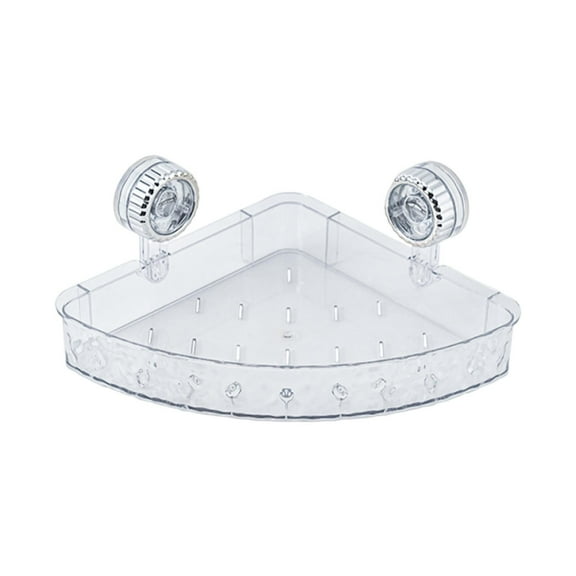 DAMAI Corrugated Suction Cup Storage Holder,No-Drill Removable Bathroom Suction Storage Box, Patient Trays Shower Shelf, Wall-Mounted Clear Storage Rack (Transparent, Triangle)