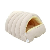 DAMAI Cozy Monster Cat Bed, Cave Style Pet Bed, Cat Cave Bed Cat Tent with Removable Cushion, Warm Cave Nest Sleeping Bed Puppy House for Cats Small Dogs, Anti-Anxiety Cuddler Beds (Beige)