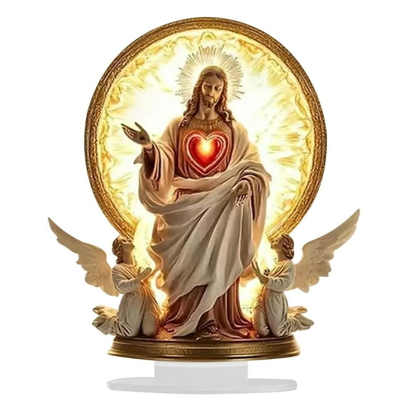 DAMAI Cross Angel Figurines with Wings, Gorgeous Acrylic Boho Style Angel Decoration, 2025 New Gracefully Wings Wrap Around The Desk Decorations for Office, Bedroom, Living Room