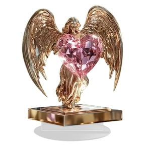 DAMAI Cross Angel Figurines with Wings, Gorgeous Acrylic Boho Style Angel Decoration, 2025 New Gracefully Wings Wrap Around The Desk Decorations for Office, Bedroom, Living Room