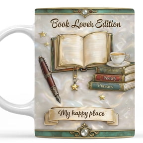 DAMAI Custom Name Book Mug, Bookish Coffee Mug 3D Printed, Bookshelf Coffee Mugs Gifts For Book Lovers Readers Writers, Library Decor, Thank You Appreciation Gifts For Teachers Students Best Friend