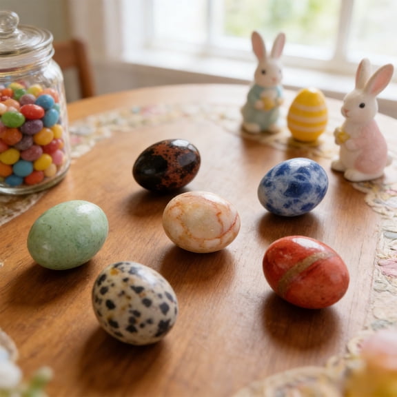 DAMAI Cute 10 Pcs Egg Crystal Stones Kit, Natural Healing Energy Crystals Stone, Mixed Colors Bird Eggs Shape Stones