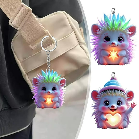 DAMAI Cute Heart-Shaped Hedgehog Keychain,Hedgehog Hugs Charm Keychain,Acrylic Animal Keychain Lightweight Bag Charm Gift for Hedgehog Lovers Birthday Favors