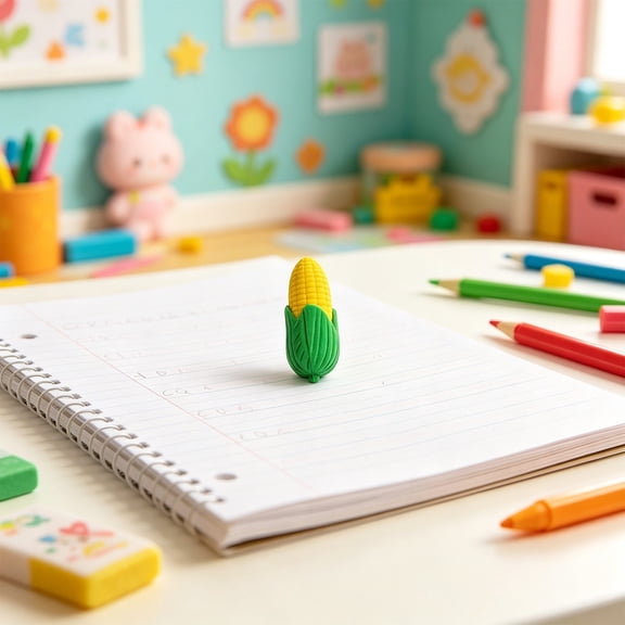 DAMAI Cute Mini Food Eraser, Assorted Novelty Cartoon Corn Pumpkin Pencil Eraser with 3D Fun Compact Design, Stationery Supply for Classroom Office Party Favor Gift Use