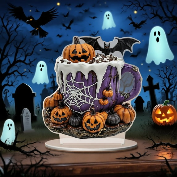 DAMAI DIY Diamond Art Painting Halloween Desktop Ornamen,Special Shaped Crystal Diamond Art Decorated,Acrylic 2D Flat Table Decoration Ornaments