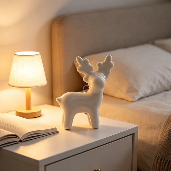 DAMAI Decorative Small Ceramic Ornaments Featuring Handicrafts Of Deer, Whimsy Handcrafted Deer Figurine with Rustic Design, Tabletop Statue for Bookshelf Mantel Living Room Bedroom Home Decor