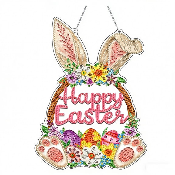 DAMAI Diamond Art Easter Window Pictures Door Wreath, Diamond Drawing Adult Set, Double-Sided Diamond Drawing Pictures for Hanging, Diamond Drawing Decoration, DIY Crafts, Easter, Adults