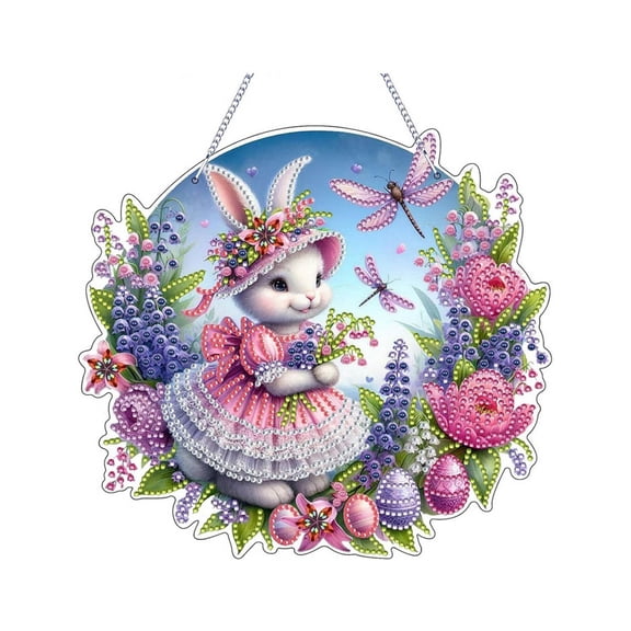 DAMAI Diamond Art Easter Window Pictures Door Wreath, Diamond Drawing Adult Set, Double-Sided Diamond Drawing Pictures for Hanging, Diamond Drawing Decoration, DIY Crafts, Easter, Adults