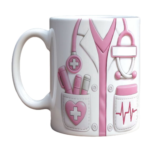 DAMAI Doctor Themed 3D Printed Coffee Mug, Custom Medical Cup with Stethoscope & Caduceus 3D Effect Design, Graduation Gift for Physicians Nurses Medical Students Doctor’s Day