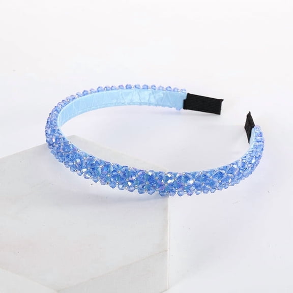 DAMAI Double Crystal Headband Sequin Headband, Rhinestones Head Bands Bling Crystal Beaded Headband Sparkly Thin Hairbands for Women