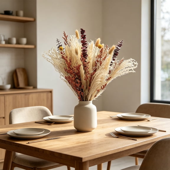 DAMAI Dried Pampas Grass Decor, Natural Dried Pampas Grass Stems with Bunny Tails & Reed Grass Bouquet, Boho Wedding Home Table Decor for Rustic Farmhouse Party Flowers Arrangement