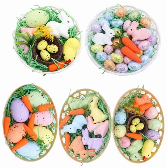 DAMAI Easter Basket Decorations Set - 6 Foam Eggs, 6 Foam Carrots for Home Decor, Party Favors, Holiday Crafts