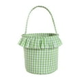 thumbnail image 1 of DAMAI Easter Bunny Basket Tote Bag with Ruffled, Large Capacity Plaid Easter Eggs Storage Gift Carrying Bucket Holiday Party Favor Supplies(Green), 1 of 7