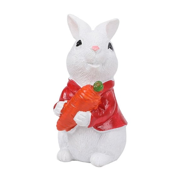 DAMAI Easter Decorations - Spring Bunny Figurines Holding Easter Eggs & Carrot, Cute Resin Rabbit Statue for Spring Home Decor, Indoor Table, Tiered Tray, Holiday Party, Office Decor Gifts