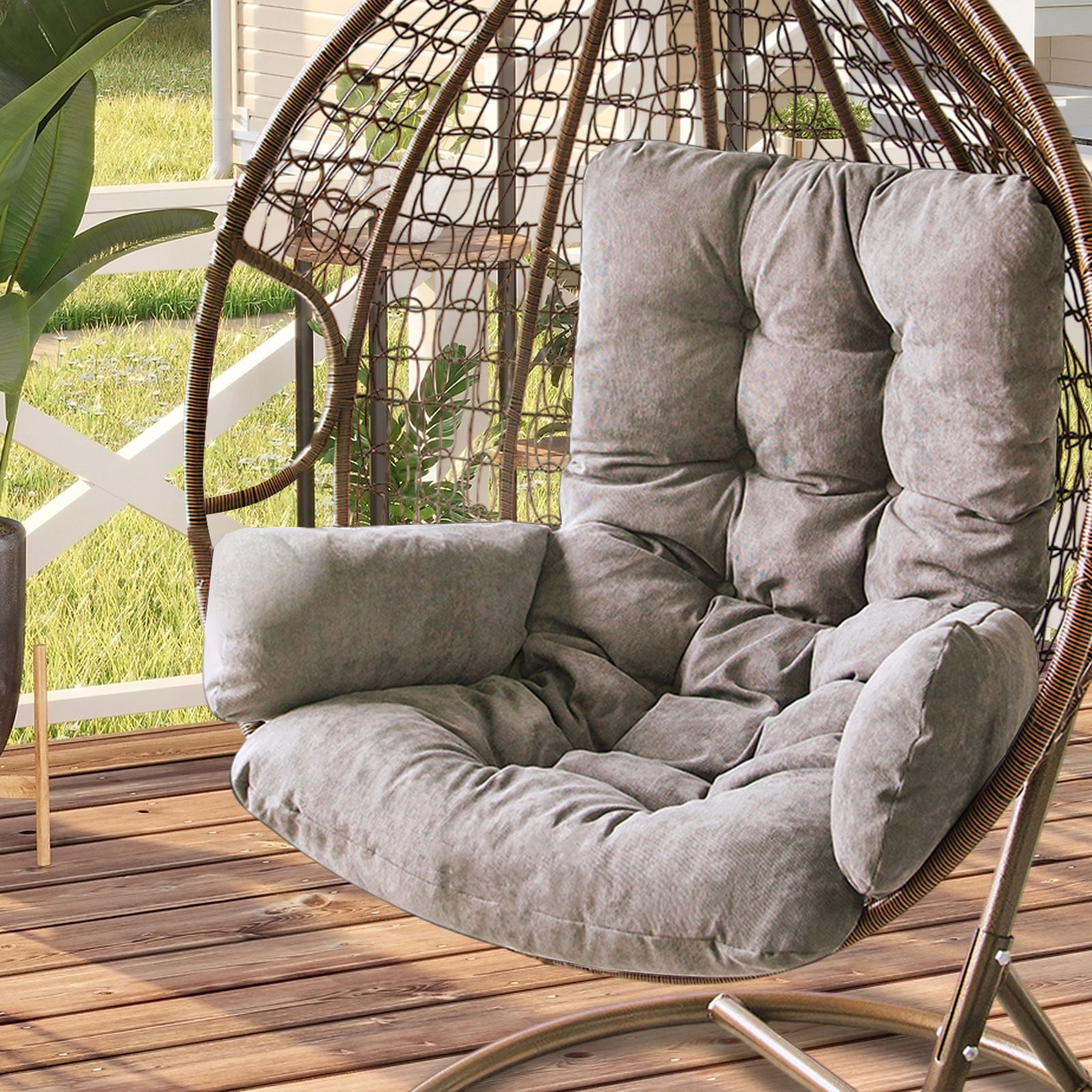 DAMAI Egg Chair Replacement Cushion,Removable & Washable Outdoor Indoor Hanging Chair Swing Cushions,Patio Hammock Haning Basket Chair Cushions Pads, ONLY Cushion (Gray)