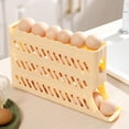 thumbnail image 1 of DAMAI Egg Holder for Fridge,Egg Dispenser Automatic Rolling Egg Tray Organizer,4 Tiers Large Capacity Eggs Dispenser Storage Holds 30 Eggs Space Saving Refrigerator Egg,Roller Egg Dispenser (Yellow), 1 of 9