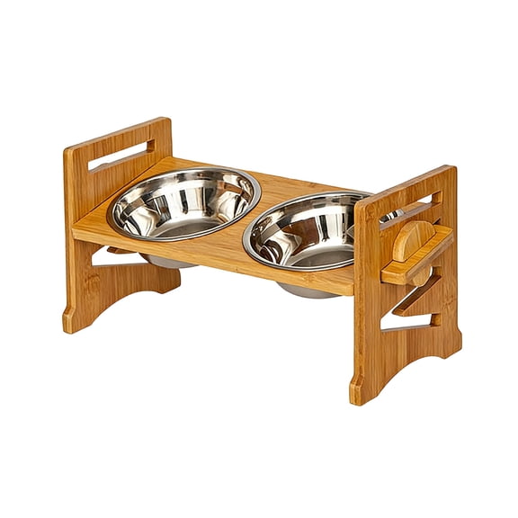DAMAI Elevated Dog Bowls Adjustable Raised Dog Bowl Stand For Small Size Dogs And Cats Adjustable Tilt Angle Pet Bowls With 2 Stainless Steel Bowls