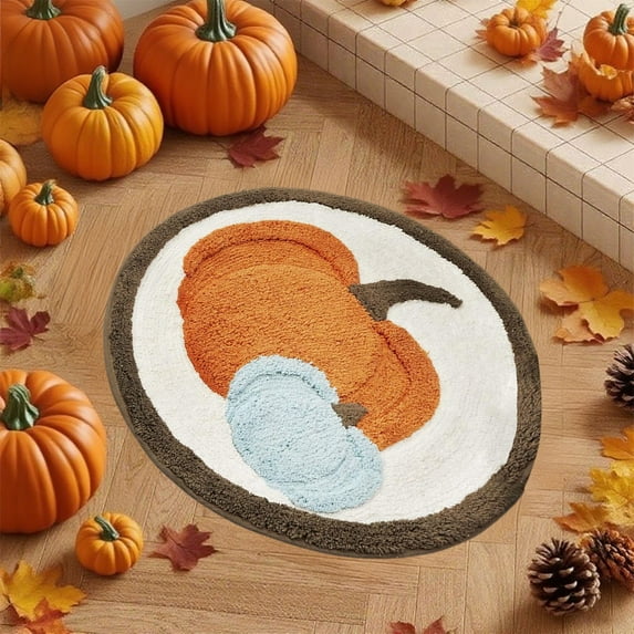DAMAI Fall Bathroom Rugs Maple Leaf Rug Autumn Bath Mat Thanksgiving Tufted Rug Absorbent Washable Carpet for Tub Shower Bathroom Doormat Decor
