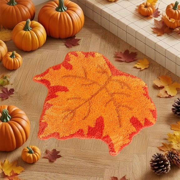 DAMAI Fall Bathroom Rugs Maple Leaf Rug Autumn Bath Mat Thanksgiving Tufted Rug Absorbent Washable Carpet for Tub Shower Bathroom Doormat Decor