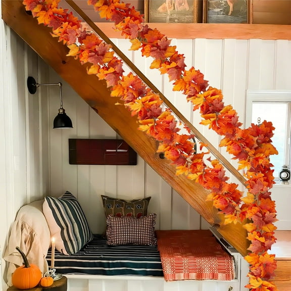 DAMAI Fall Leaves Garland, with Vibrant Autumn Colors,170cm, Faux Thanksgiving Decor Garlands, Seasonal Harvest Ornament, Flexible Design, for Lawn, Entryway or Wall