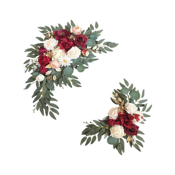 DAMAI Faux Flower Swag Set of 2,Wedding Welcome Signs Floral Swag ,Artificial Wedding Arch Flowers Kit for Wedding Arch, Bridal Shower, Ceremony and Reception Backdrop Decoration