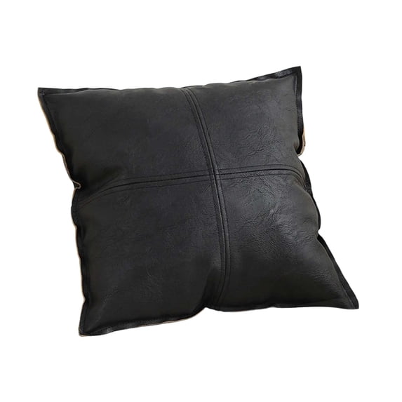 DAMAI Faux Leather Throw Pillow Covers 18 X 18 Inches, Hand Stitched Leather Decorative Pillow Cover,Quickly disassemble and replace pillowcases for Couch Sofa Bed Living Room Home Garden