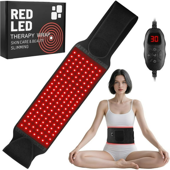 DAMAI Firmly Red Light Therapy Belt, Upgraded 3 in 1 LED BeadsRed Light Therapy Device with 3, Layer Lift Technology, Muscle Relaxation, Adjustable & Portable for Wellness & Relaxation (Black)