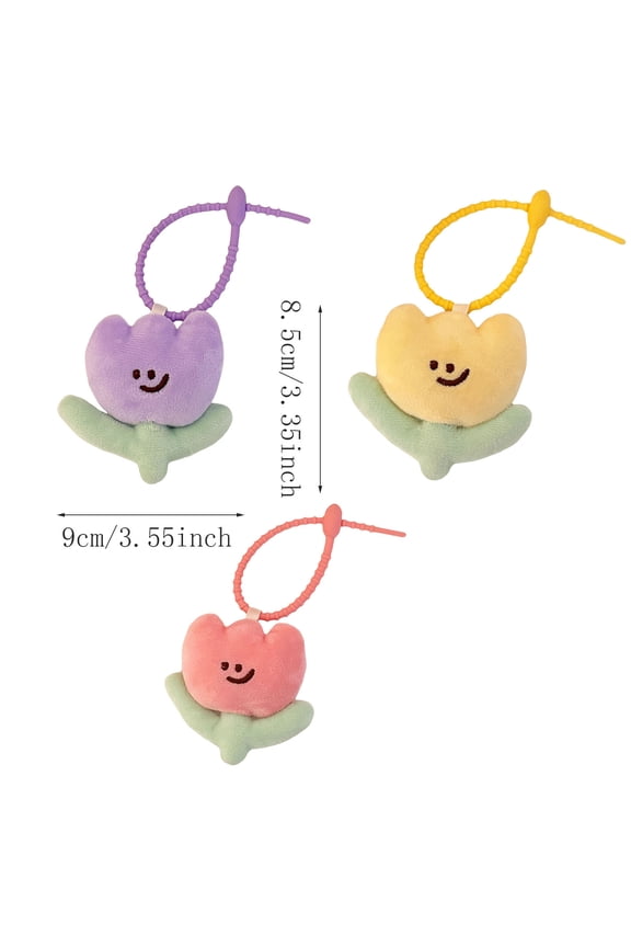Flower Doll Keychain, Cute Cartoon Plush Tulip Keychain with Soft Charming Hanging Design, Bag Purse Backpack Accessory for Couple Friend Girlfriend Gift Wholesale Bulk