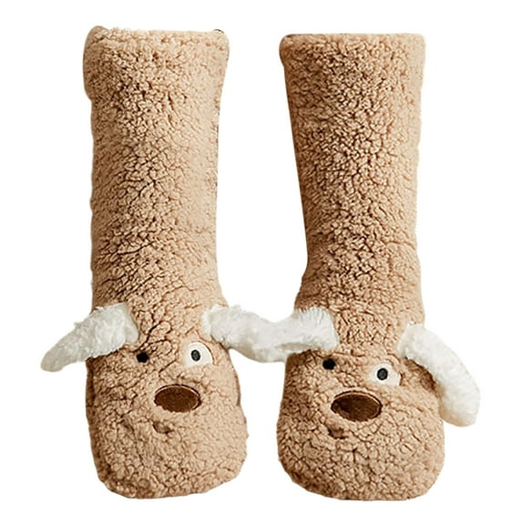 DAMAI Fluffy Socks Animal Socks for Women, 5-10 - Cute Puppy Plush Fuzzy Warm Thermal Boot Socks for Winter, Indoor Floor Comfort